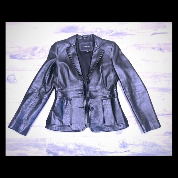 Banana Republic Jackets & Blazers - Banana Republic leather black blazer-SZ 0